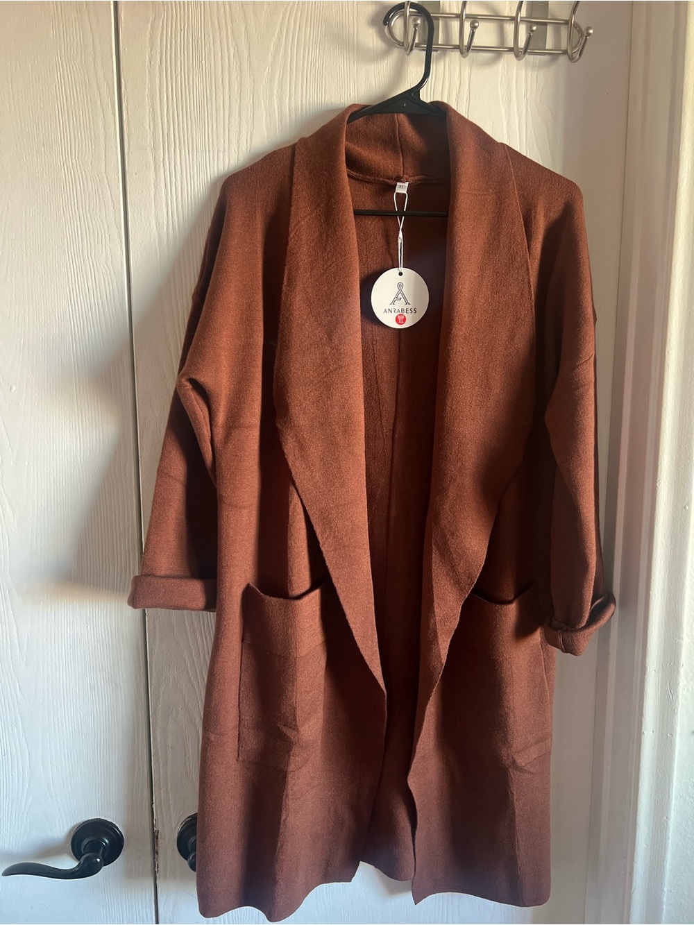 ANRABESS Women's Size XL Oversized Long Open Front Cardigan Caramel Casual NWT - Picture 3 of 13